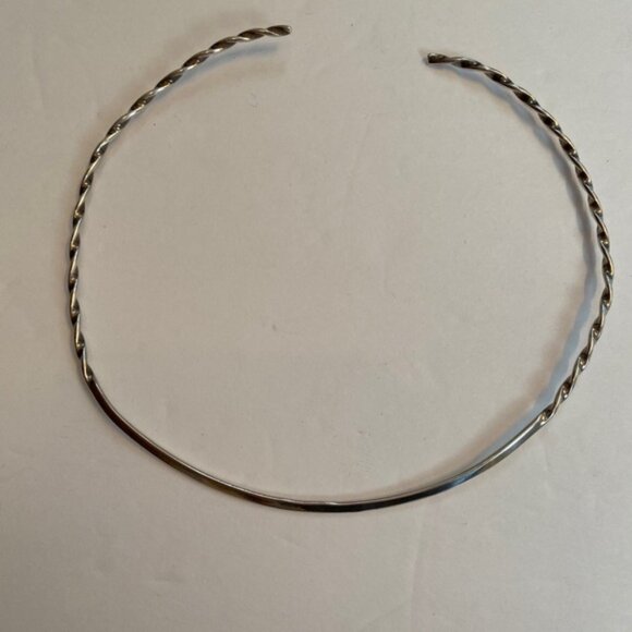 NECKLACE STERLING SILVER CHOKER WIRE CUFF 925 TORQUE 9.6 g - Picture 1 of 7